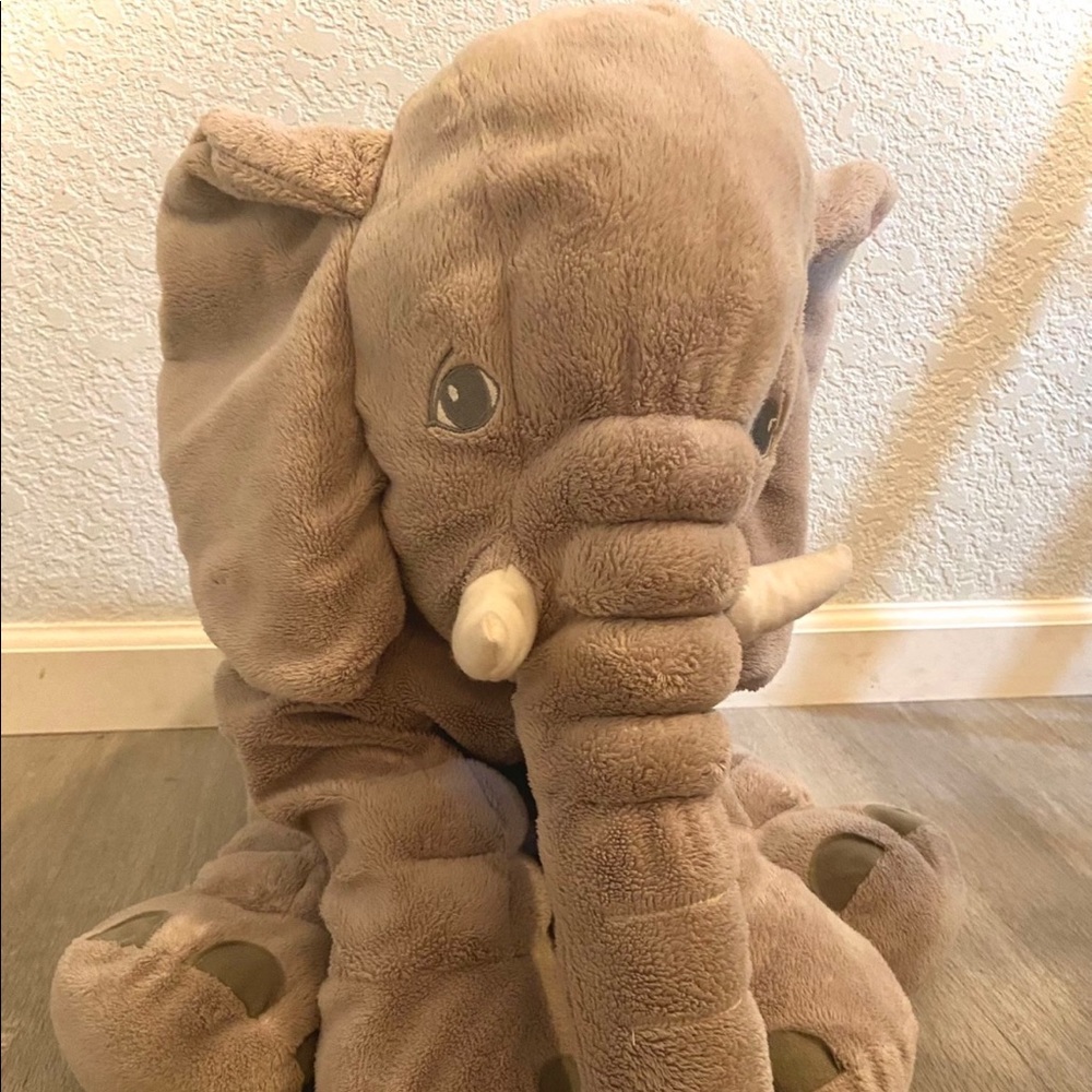 Large stuffed gray plush elephant from IKEA